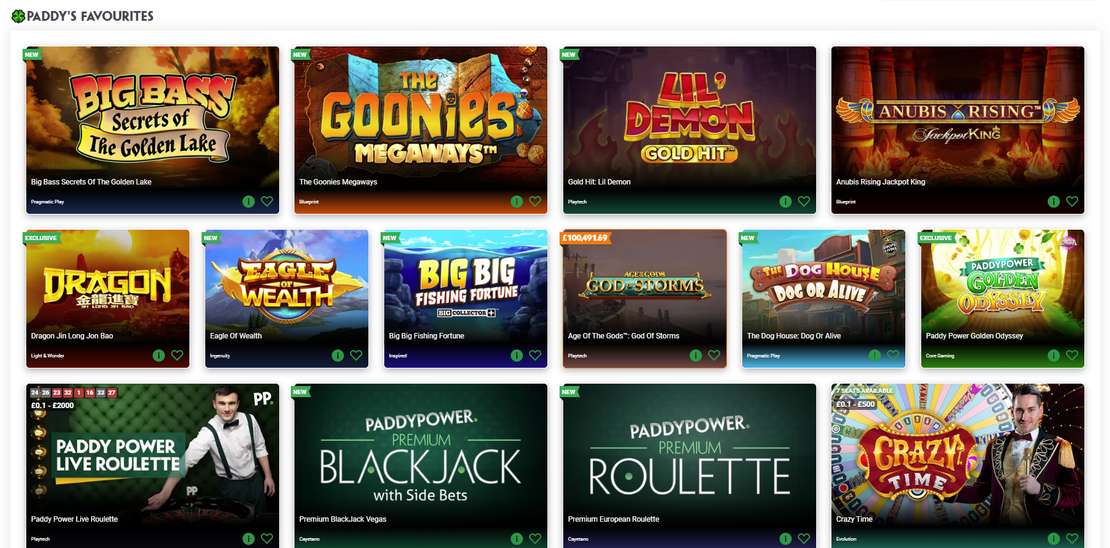 Paddy Power Casino Games