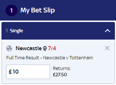 Sky Bet Bet Slip