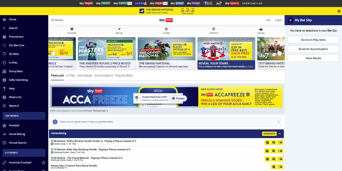 Sky Bet Home Page